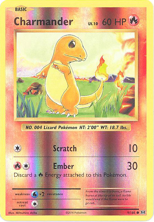Pokemon Card - XY: Evolutions 9/108 - CHARMANDER (reverse holo)
