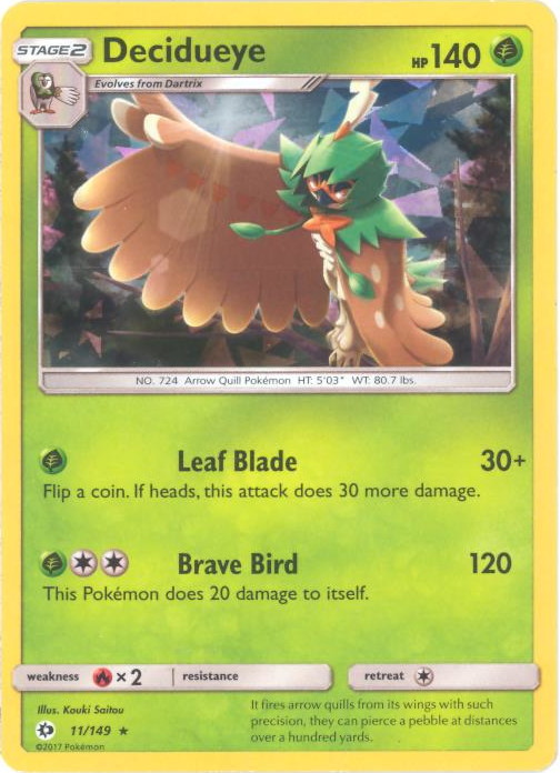 Pokemon Card Sun Moon 11 149 DECIDUEYE SHATTERED Holo foil 