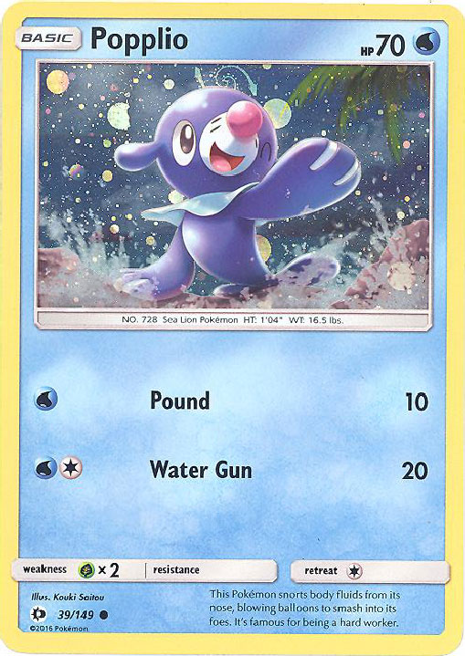 Pokemon Card - Sun & Moon 39/149 - POPPLIO (alternate holo-foil promo)