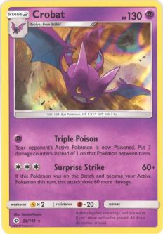Pokemon Card - Sun & Moon 56/149 - CROBAT (holo-foil)