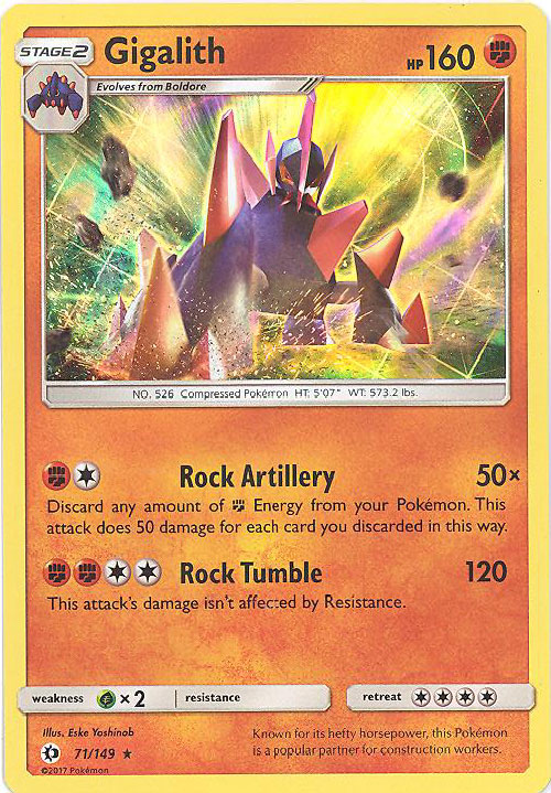 Pokemon Card - Sun & Moon 71/149 - GIGALITH (holo-foil)