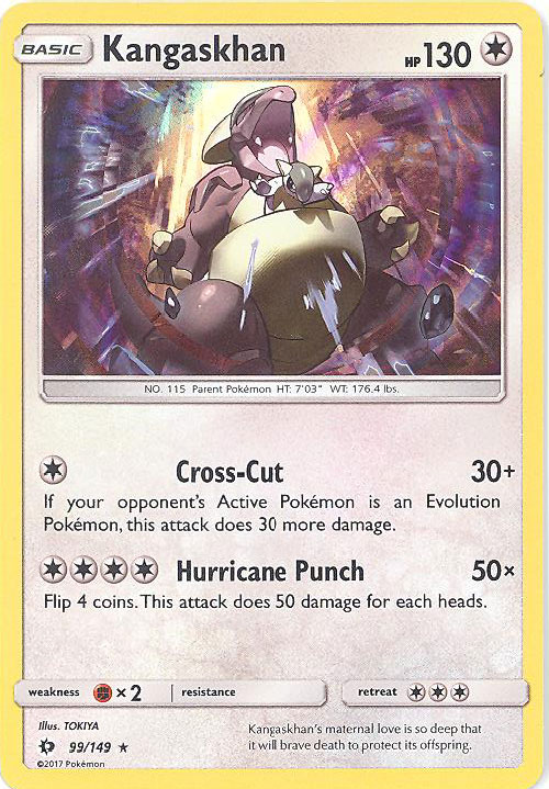 Pokemon Card - Sun & Moon 99/149 - KANGASKHAN (holo-foil): BBToyStore.com -  Toys, Plush, Trading Cards, Action Figures & Games online retail store shop  sale