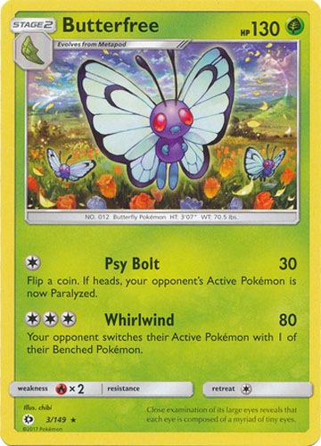 Pokemon Card - Sun & Moon 3/149 - BUTTERFREE (rare)