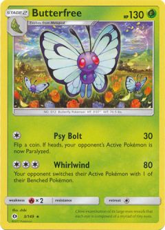 Pokemon Card - Sun & Moon 3/149 - BUTTERFREE (rare)