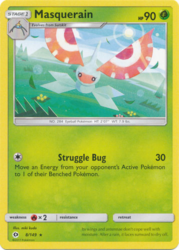 Pokemon Card - Sun & Moon 8/149 - MASQUERAIN (rare): BBToyStore.com - Toys,  Plush, Trading Cards, Action Figures & Games online retail store shop sale
