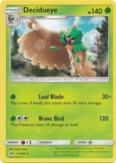 Pokemon Card - Sun & Moon 11/149 - DECIDUEYE (rare)