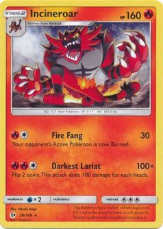 Pokemon Card - Sun & Moon 26/149 - INCINEROAR (rare)