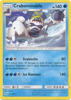 Pokemon Card - Sun & Moon 43/149 - CRABOMINABLE (rare)