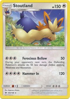 Pokemon Card - Sun & Moon 105/149 - STOUTLAND (rare)