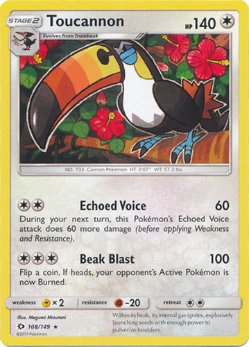 Pokemon Card - Sun & Moon 108/149 - TOUCANNON (rare): BBToyStore.com - Toys, Plush, Trading Cards, Action Figures & Games online retail store shop sale Pokemon Card - Sun & Moon 108/149 - TOUCANNON (rare): BBToyStore.com - Toys, Plush, Trading Cards, Action Figures & Games online retail store shop sale
