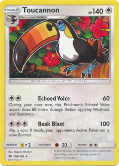 Pokemon Card - Sun & Moon 108/149 - TOUCANNON (rare)