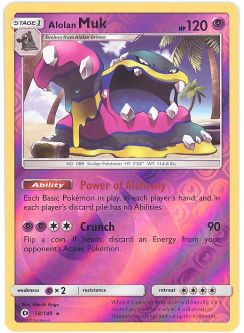 Pokemon Card - Sun & Moon 58/149 - ALOLAN MUK (reverse holo)