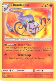 Pokemon Card - Sun & Moon Guardians Rising 13/145 - CHANDELURE (holo-foil)