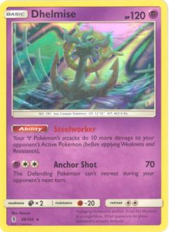 Pokemon Card - Sun & Moon Guardians Rising 59/145 - DHELMISE (holo-foil)