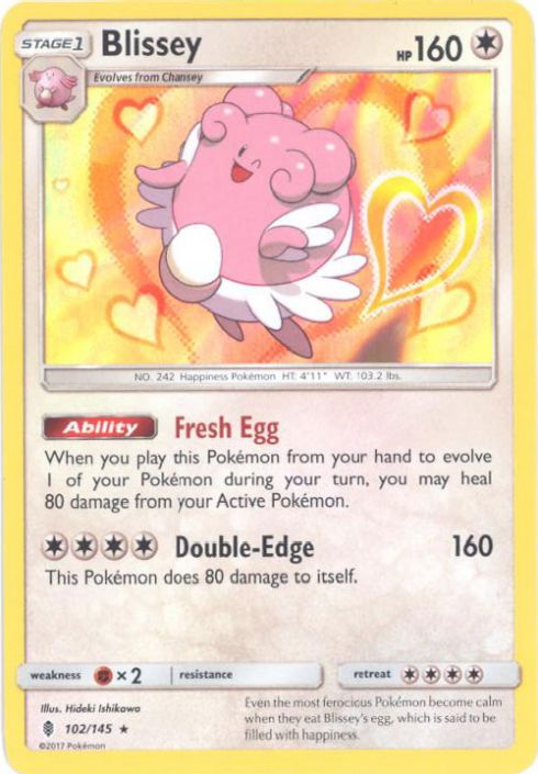 pokemon card sun moon guardians rising 102 145 blissey holo