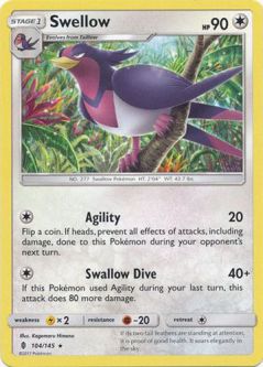 Pokemon Card - S&M: Guardians Rising 104/145 - SWELLOW (rare)