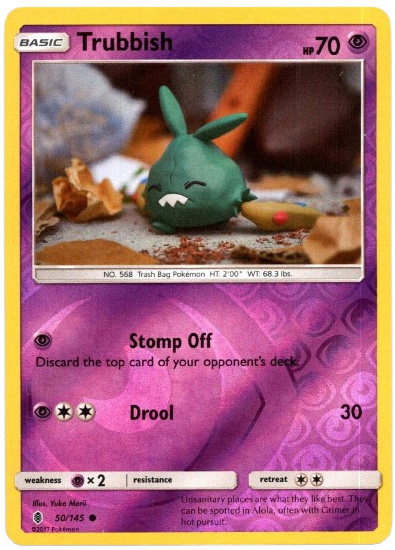 Pokemon Card - S&M: Guardians Rising 50/145 - TRUBBISH (reverse holo)