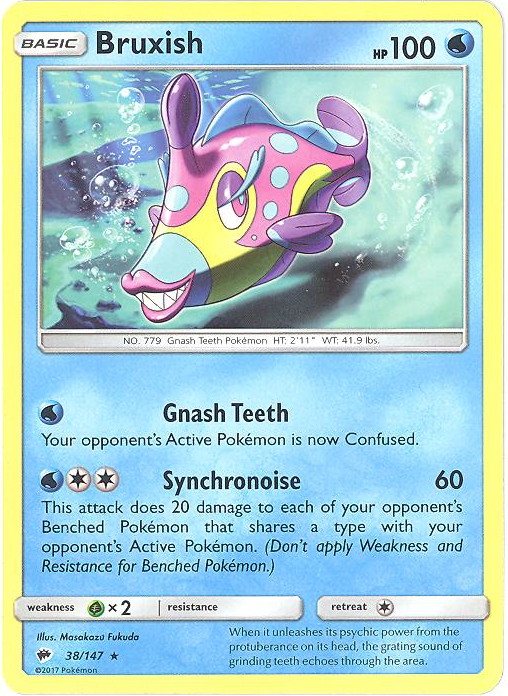 Pokemon Trading Card Game Sun & Moon Burning Shadows Rare Bruxish #38