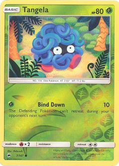 Pokemon Cards - Sun & Moon Burning Shadows 7/147 - TANGELA (REVERSE holo-foil)