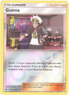 Pokemon Card - S&M: Burning Shadows 115/147 - GUZMA (reverse holo)