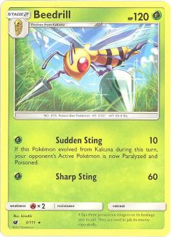 Pokemon Card - Sun & Moon Crimson Invasion 3/111 - BEEDRILL (rare)