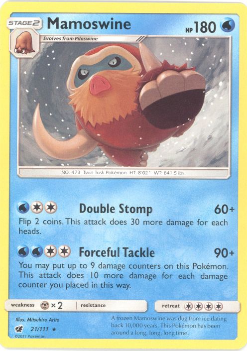 Pokemon Card - S&M: Crimson Invasion 21/111 - MAMOSWINE (rare): BBToyStore.com - Toys, Plush, Trading Cards, Action Figures & Games online retail store shop sale Pokemon Card - S&M: Crimson Invasion 21/111 - MAMOSWINE (rare): BBToyStore.com - Toys, Plush, Trading Cards, Action Figures & Games online retail store shop sale