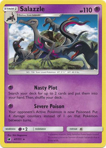 Pokemon Sun & Moon Crimson Invasion Holo Rare Salazzle #47 Pokemon Sun & Moon Crimson Invasion Holo Rare Salazzle #47