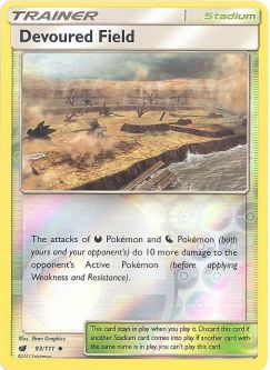 Pokemon Card - Sun & Moon Crimson Invasion 93/111 - DEVOURED FIELD (REVERSE holo-foil)