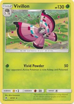 Pokemon Card - S&M: Forbidden Light 8/131 - VIVILLON (rare)