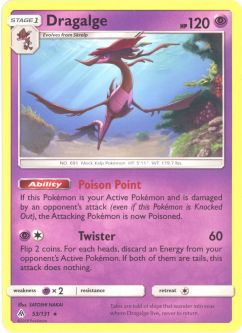 Pokemon Card - Sun & Moon Forbidden Light 53/131 - DRAGALGE (rare)