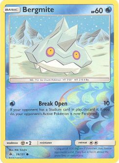 Pokemon Card - Sun & Moon Forbidden Light 29/131 - BERGMITE (REVERSE holo)