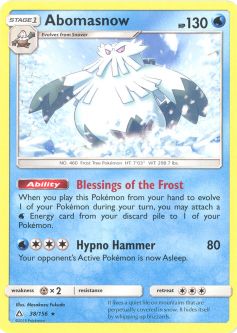 Pokemon Card - Sun & Moon Ultra Prism 38/156 - ABOMASNOW (rare)