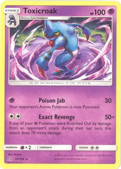 Pokemon Card - Sun & Moon Ultra Prism 57/156 - TOXICROAK (rare)