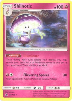 Pokemon Card - Sun & Moon Ultra Prism 93/156 - SHIINOTIC (rare)
