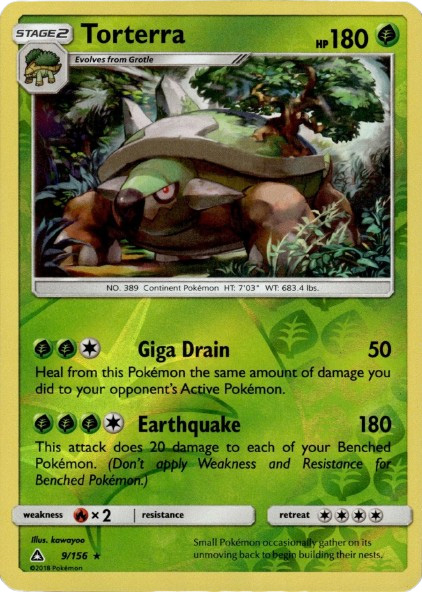 Pokemon Card - S&M: Ultra Prism 9/156 - TORTERRA (reverse holo)