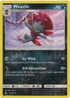 Pokemon Card - S&M: Ultra Prism 74/156 - WEAVILE (reverse holo)