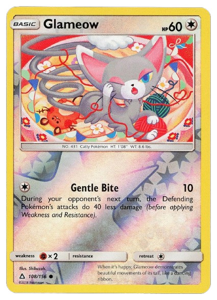 Pokemon Card - S&M: Ultra Prism 108/156 - GLAMEOW (reverse holo)