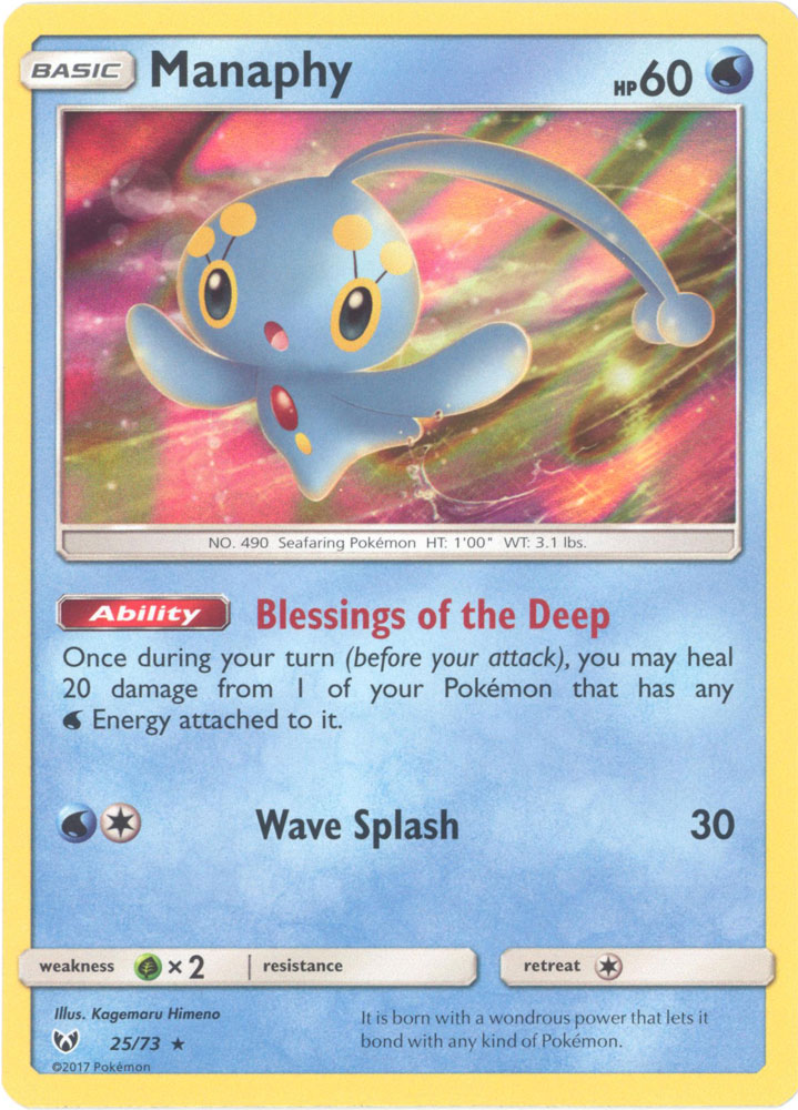 manaphy pokemon card Lv.20 DP1 529 Holo Rare 2006 NM-EX Japanese s938 Colorless Wave Splash (30) Weakness Grass ×2 Resistance None None Retreat Cost set:diamond-pearl-trainer-kit-manaphy ‹ PkmnCards