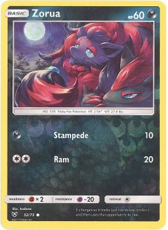 Pokemon Card - Shining Legends 52/73 - ZORUA (reverse holo)