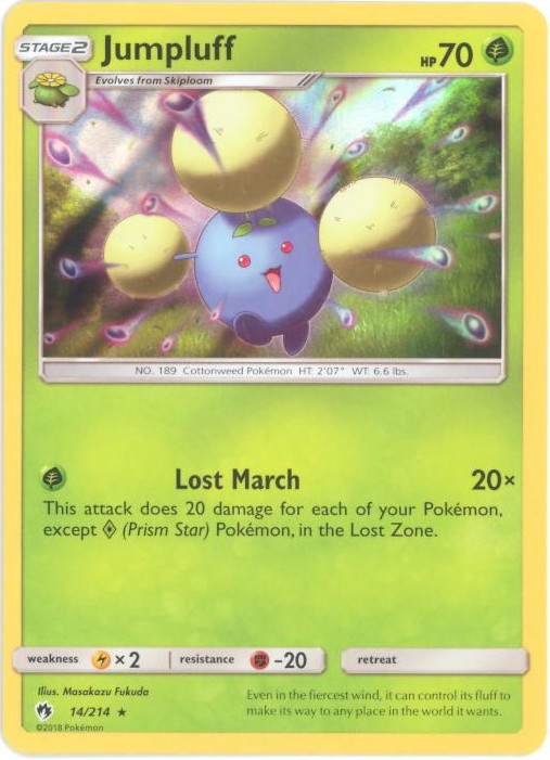 Pokemon Card - S&M: Lost Thunder 14/214 - JUMPLUFF (holo-foil):  BBToyStore.com - Toys, Plush, Trading Cards, Action Figures & Games online  retail store shop sale