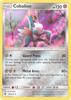 Pokemon Card - Sun & Moon Lost Thunder 129/214 - COBALION (holo-foil)