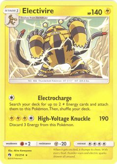 Pokemon Card - Sun & Moon Lost Thunder 72/214 - ELECTIVIRE (rare)