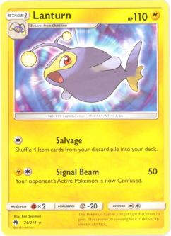 Pokemon Card - Sun & Moon Lost Thunder 74/214 - LANTURN (rare)