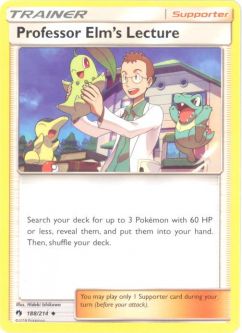 Pokemon Card - Sun & Moon Lost Thunder 188/214 - PROFESSOR ELM'S LECTURE (uncommon)