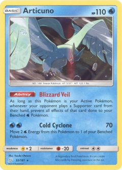 Pokemon Card - Sun & Moon Team Up 32/181 - ARTICUNO (holo-foil)