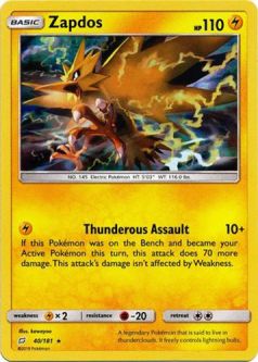 Pokemon Card - Team Up 40/181 - ZAPDOS (holo-foil)