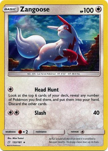 Pokemon Card - S&M: Team Up 132/181 - ZANGOOSE (holo-foil): BBToyStore.com - Toys, Plush, Trading Cards, Action Figures & Games online retail store shop sale Pokemon Card - S&M: Team Up 132/181 - ZANGOOSE (holo-foil): BBToyStore.com - Toys, Plush, Trading Cards, Action Figures & Games online retail store shop sale