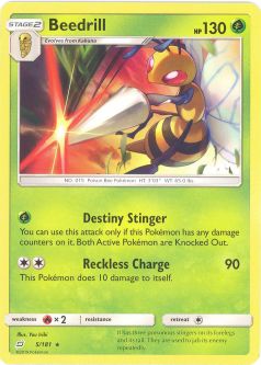Pokemon Card - Sun & Moon Team Up 5/181 - BEEDRILL (rare)