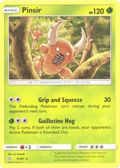 Pokemon Card - Sun & Moon Team Up 9/181 - PINSIR (rare)