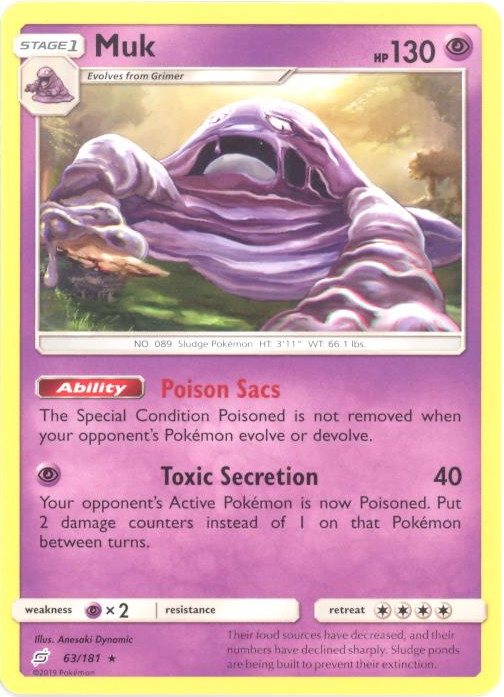 Pokemon Card - S&M: Team Up 63/181 - MUK (rare): BBToyStore.com - Toys, Plush, Trading Cards, Action Figures & Games online retail store shop sale Pokemon Card - S&M: Team Up 63/181 - MUK (rare): BBToyStore.com - Toys, Plush, Trading Cards, Action Figures & Games online retail store shop sale